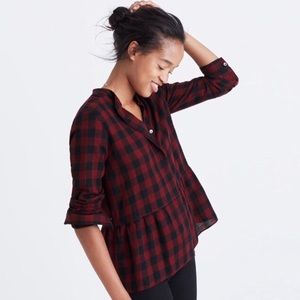 Madewell Lakeside Peplum Shirt in Buffalo Check